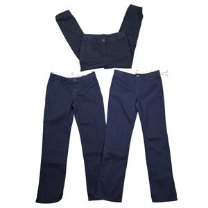 Girls Size 10 School Uniform Slacks Lot Navy Gap Chaps 3Pc Pants‎